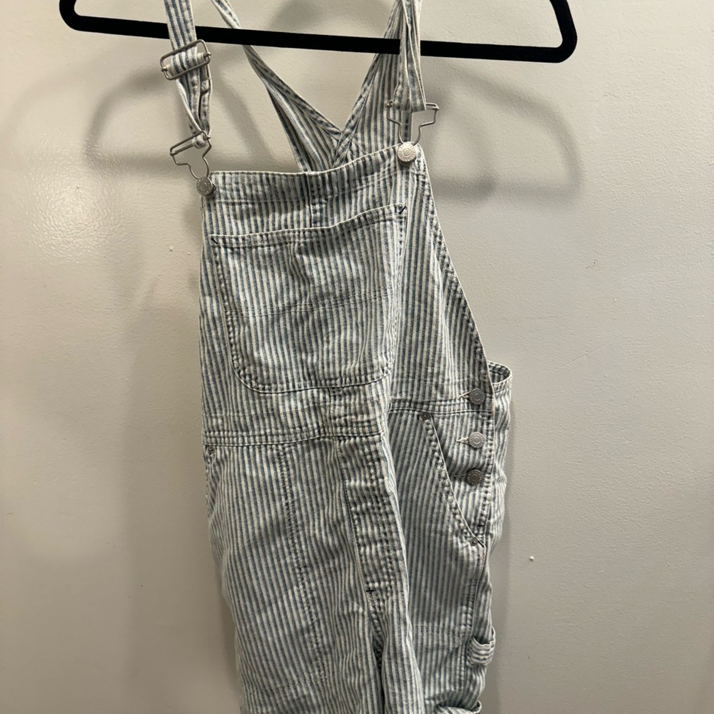 BDG seersucker striped overall shorts
